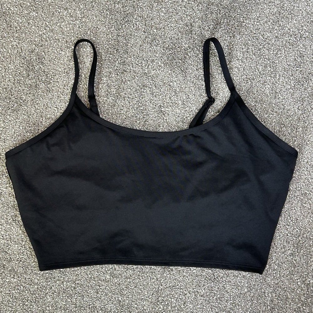 Victoria's Secret PINK Active Sports Bra L DD Black Strappy Back Crop Top